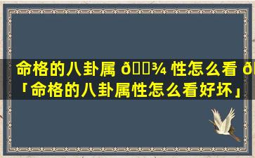 命格的八卦属 🌾 性怎么看 🐈 「命格的八卦属性怎么看好坏」